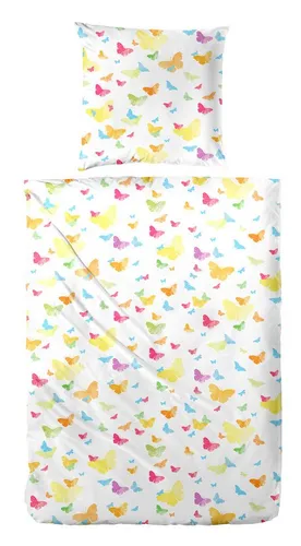 Bettwäsche Schmetterling RENFORCE - Bettwäschen aus 100% Baumwolle, temperaturausgleichend und hautfreundlich, perfekt für den Sommer. Mit Reißverschluss, waschbar bis 60°C und trocknergeeignet.