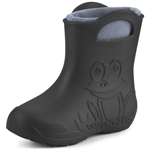Ladeheid EVA Kinder Gummistiefel gefüttert LA-CA-03 (Carbone/Grau, 26/27 EU) - Gummistiefel für Kinder mit Futter, federleicht und rutschfester Sohle – ideal für sicheres Spielen bei jedem Wetter.