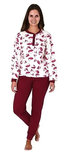 Normann Damen Interlock Schlafanzug lang mit Bündchen – Creme, Größe 36-38 - Kuscheliger Langarm Pyjama in hochwertiger Interlock-Qualität für warme Nächte. Mit praktischen Bündchen für optimalen Sitz und Komfort. Ideal für die kalte Jahreszeit und in Übergrößen erhältlich.