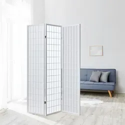 Homestyle4u Paravent Holz Raumteiler Shoji in Weiß, 3-teilig - Paravent aus weiß lackiertem Holz und Shoji Reispapier, ideal als dekorativer Sichtschutz und Raumtrenner für mehr Privatsphäre und Ordnung in Ihrem Wohnbereich.