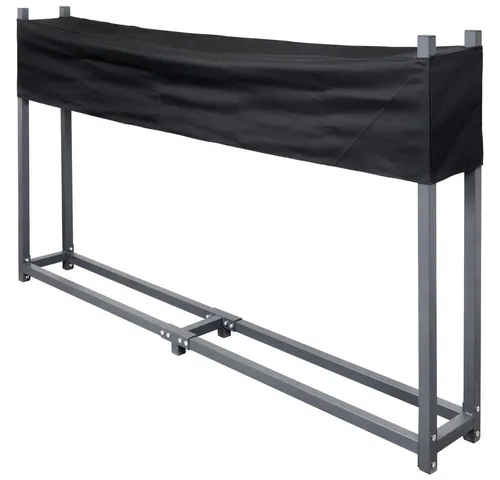 V2Aox Kaminholzregal 200 x 115 cm - Anthrazit - Kaminholzregal aus pulverbeschichtetem Stahl, ideal für Garten oder Haus. Mit variabler Abdeckung schützt es Ihr Brennholz optimal vor Feuchtigkeit. Stabiler Vierkantrahmen, perfekte Lagerung für Holz bis 35 cm.