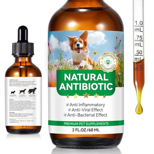 Natürliche Antibiotika für Hunde 60ml – Unterstützung bei Hautinfektionen, Fell & Verdauung, Ohne künstliche Zusätze, Natürliches Hilfsmittel für Hautgesundheit & Immunsupport