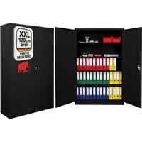 PROREGAL Flügeltürenschrank ELEPHANT – Abschließbar & Montiert, 180x120x40cm - Robuster Flügeltürenschrank aus pulverbeschichtetem Stahl mit 4 höhenverstellbaren Fachböden. Sicherer Stauraum dank abschließbarer Türen, ideal für Büro und Lager. Sofort einsatzbereit geliefert.