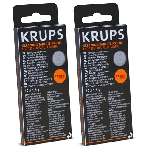 Krups XS3000 Reinigungstabletten SET für Espresseria Automatic XP9000 - Effektive Reinigungstabletten für die Wartung Ihrer Espressomaschine. Kompatibel mit mehreren Modellen, sorgen sie für optimale Leistung und Langlebigkeit.