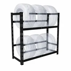 relaxdays Schwerlastregal Reifenregal für 4 bis 6 Reifen, schwarz - Stabiles Reifenregal aus Stahl für die sichere Aufbewahrung von 4 bis 6 Reifen. Ideal für Garage oder Werkstatt, mit flexiblem Stecksystem für einfachen Aufbau und individueller Ablagenhöhe.