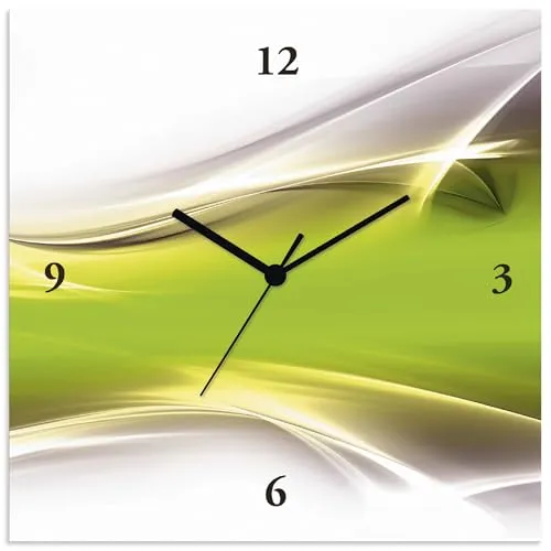 ARTLAND Wanduhr ohne Tickgeräusche Alu Funkuhr 30x30 cm Quadratisch Lautlos Design Abstrakt Kunst Modern Ausgefallen Kreativ T9HZ