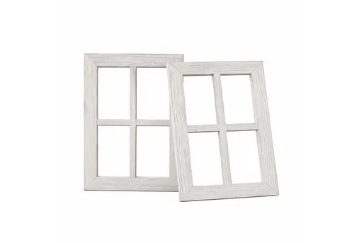 Relaxdays Dekofenster, 2er Set, Vintage Holzfenster - Rustikale Deko-Fensterrahmen im Sprossendesign, ideal für kreative DIY-Projekte. Vielseitig einsetzbar als Wand- oder Gartendeko im Shabby Chic-Look. Maße je HxBxT: ca. 40x28x2 cm.