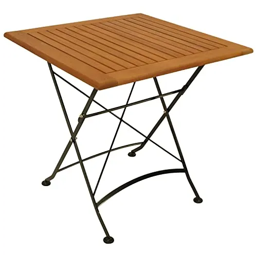 DEGAMO Klapptisch HOFGARTEN 75x75cm - Bistrotisch für die Terrasse, stabil und klappbar, aus witterungsbeständigem Eukalyptus Hartholz, ideal für Outdoor-Bereiche und FSC-zertifiziert.