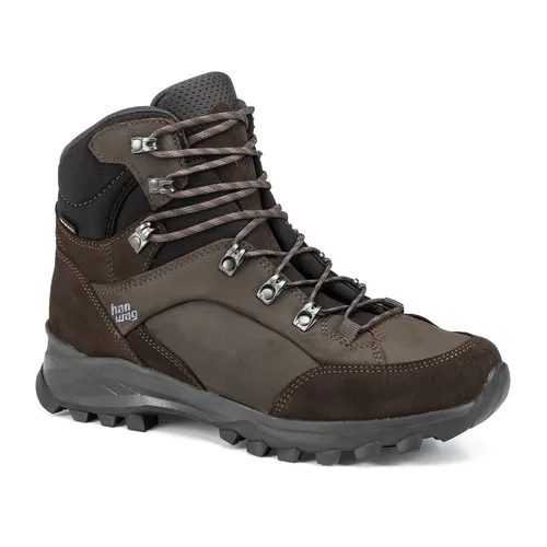Hanwag Banks GTX Mocca/Asphalt - Hochwertige Wanderschuhe für Komfort - Wanderschuhe mit Voll-Nubuk Leder und GORE-TEX Futter für optimalen Wetterschutz. Ideal für Wanderungen vom Flachland bis zu leichten Hüttentouren.