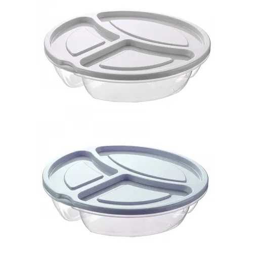 1-3 Lunchbox Brotdose Lunch Mittag Box Menübox Tellerbox Rund Picknick 3 Fächer