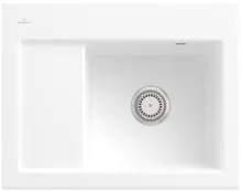 Villeroy & Boch Subway 45 Compact Keramikspüle - Elegante keramische Einbauspüle in Stone White mit Excenterbetätigung, ideal für Unterschränke ab 45 cm – perfektes Design für moderne Küchen.