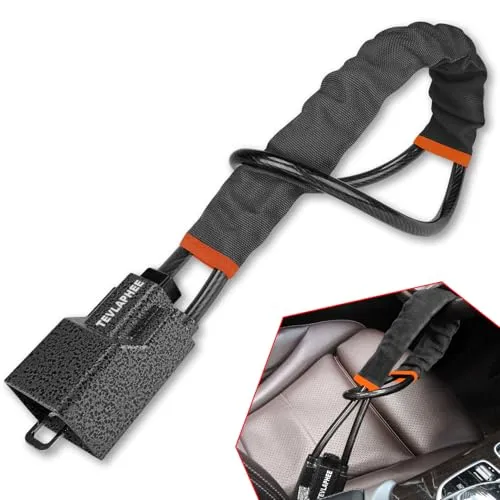 Tevlaphee Lenkradkralle Aufgerüstetes, Lenkradschloss für Auto, Metallkopf, Sichtbares Auto-Diebstahlschutzgerät, Robuste Ausführung, Universelle Passform, 3 Schlüssel (Schwarz)