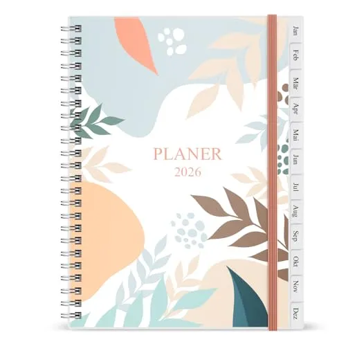 A5-Wochenplaner 2026 mit Monatsregistern - Terminkalender 2026 mit elastischem Verschluss, Doppeldrahtbindung und praktischen Monatsregistern für eine einfache Organisation Ihres Alltags. Ideal für produktives Zeitmanagement.