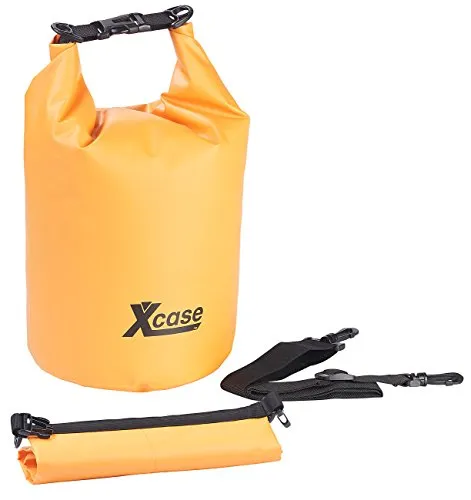 Xcase Bag wasserdicht: Wasserdichter Packsack, strapazierfähige Industrie-Plane, 10 l, orange (Rollverschlussbeutel, Trockensäckli, Reisetaschen)