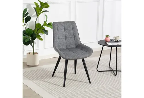 Polsterstuhl kieselgrau-schwarz - 85 cm hoch - Stühle: Gepolsterter Esszimmerstuhl mit stilvollem Design und robustem Metallgestell – ideal für gemütliche Essbereiche.