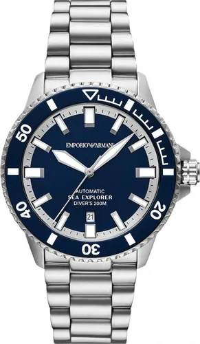 Emporio Armani Herren Uhr - Automatik 42mm mit Edelstahl- oder Silikonarmband - Armbanduhren für Herren mit 42-mm-Gehäuse, kratzfestem Saphirglas und bis zu 200 m Wasserdichtigkeit. Ideal für Wassersport und stilvolles Tragen.