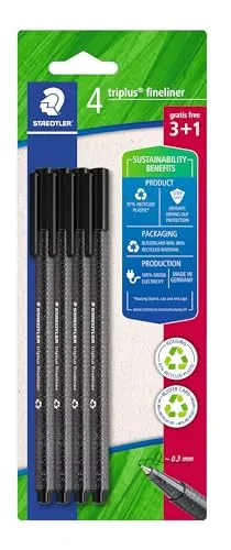 STAEDTLER Fineliner triplus schwarz 4er-Set retail
