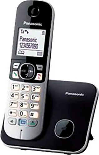 Panasonic Cordless KX-TG6811FXB Schwarz - DECT Festnetztelefon mit Anrufer-ID und 120 Einträgen im Telefonbuch, ideal für komfortable Gespräche und Konferenzgespräche.