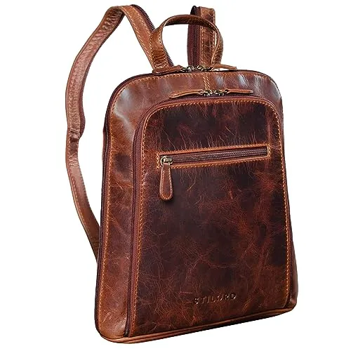 STILORD Damen-Rucksack aus Leder cognac - Vintage Tagesrucksack für Frauen - Damen-Rucksackhandtaschen aus echtem Leder, stilvoll und funktional. Perfekt für den Alltag und besondere Anlässe, bietet Platz für alle wichtigen Dinge und setzt ein modisches Statement.
