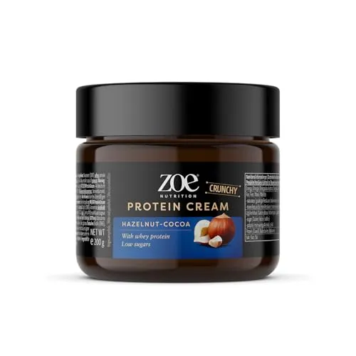 zoe Nutrition Protein Cream, 200 g, dunkle und weiße Creme, 23% Molkenprotein, niedriger Zuckergehalt, für Proteinshakes, Aufstriche, Füllungen (Hazelnut Cocoa)