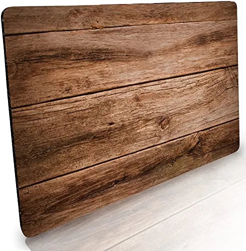 Fussmatte innen & außen 50x70cm - flach & rutschfest – Holzoptik Design - Waschbare Türmatte für saubere Schuhe & stylisch modernen Eingangsbereich