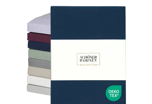 SCHÖNER WOHNEN Spannbettlaken BASIC 100 x 200 cm in Blau von SCHÖNER WOHNEN-Kollektion