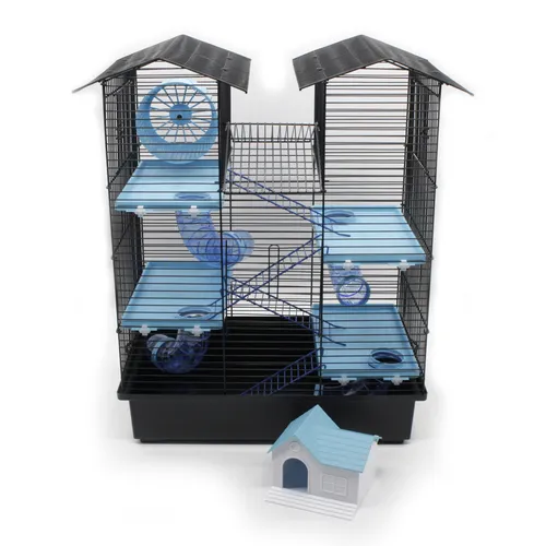 ZooPaul Nagerkäfig Hamsterkäfig XXL Blau Zubehör Maus Hamster Käfig Tunnel Haus