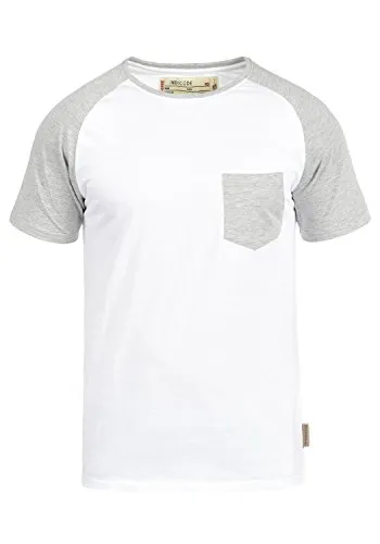 Indicode IDGresham Herren T-Shirt Kurzarm Shirt mit Rundhals-Ausschnitt Brusttasche Baumwollmischung Regular fit, Größe:XL, Farbe:White- Light Grey (9991)