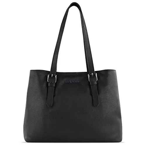 bugatti Bella Schultertasche aus Leder – elegante Damen-Umhängetasche in Schwarz - Damen-Schultertaschen, handgefertigt aus hochwertigem Rindleder, bietet viel Platz und stilvolle Gunmetall-Applikationen für den perfekten Look im Alltag oder bei Events.