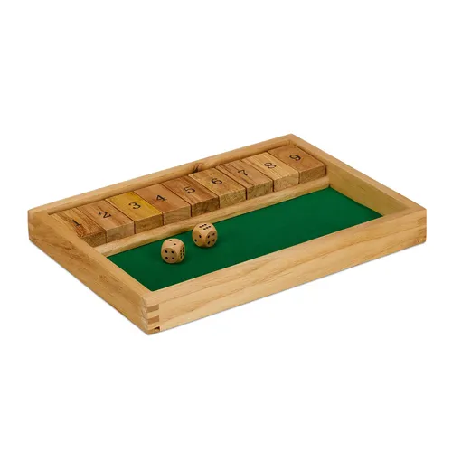 Shut the Box Würfelspiel - Familienspiel aus Holz - Gesellschaftsspiel für die ganze Familie, aus hochwertigem Holz und ideal für gesellige Spielabende. Fördert Strategiedenken und macht Spaß für Jung und Alt!