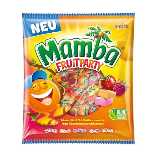 Mamba Fruitparty – 1 x 290 g – Leckere Kaubonbons in fünf fruchtigen Geschmacksrichtungen – Süßigkeiten Mix einzeln verpackt und ideal zum Teilen