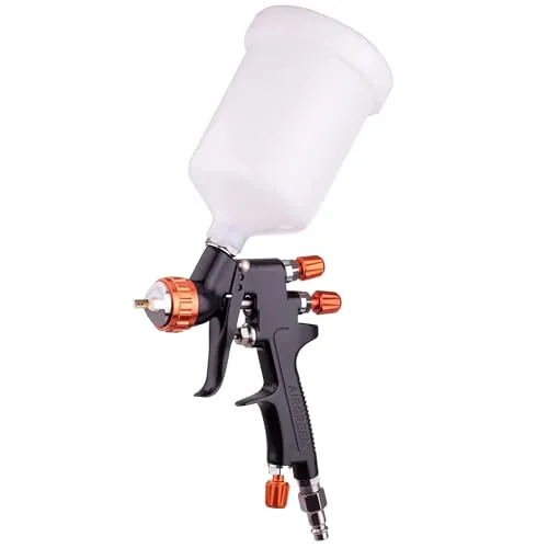 SICOPRO Lackierpistole 1,3mm HVLP mit 600ml Tank - Professionelle Lackierpistole für vielseitige Anwendungen, ideal für Metallic- und Acryllacke. Geringer Materialverlust durch HVLP-Düse und präzise Einstellknöpfe für optimale Ergebnisse.