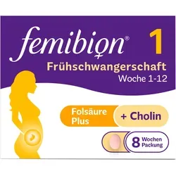 Femibion 1 Frühschwangerschaft 56 ST - Nahrungsergänzungsmittel für Schwangere, unterstützt die gesunde Entwicklung mit Folat, Vitamin D und wichtigen Mineralstoffen. Ideal für die ersten Monate der Schwangerschaft.