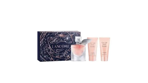 Lancôme La Vie Est Belle Geschenkset - Geschenkbox mit Eau de Parfum, parfümierter Körperlotion und Duschgel. Verleiht einen strahlend femininen Duft mit Noten von schwarzer Johannisbeere und Birne, ideal für luxuriöse Hautpflege und besondere Anlässe.