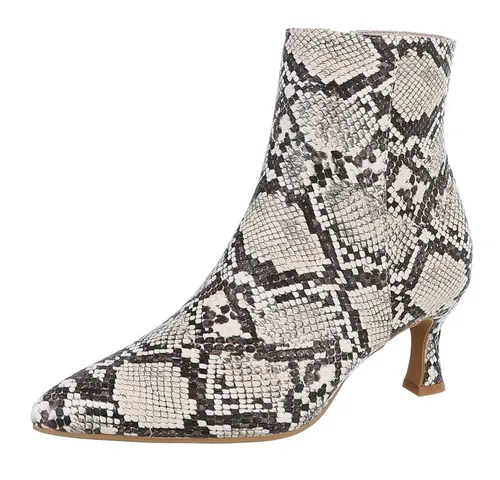 Ital-Design Stylische Damen-Stiefeletten mit Stickdetails - Elegante Stiefeletten in Beige mit Stilettoabsatz (7 cm). Ideal für den Alltag, fallen klein aus – bitte eine Größe größer bestellen. Hochwertiges Obermaterial und modisches Design für jeden Anlass.