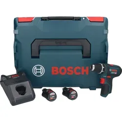 Bosch GSR 12V-15 Professional Akku Bohrschrauber mit 2 Akkus - Akkuschrauber mit 12 V und 30 Nm, inklusive 2x 3,0 Ah Akkus und Ladegerät, ideal für flexibles Arbeiten ohne Kabel.