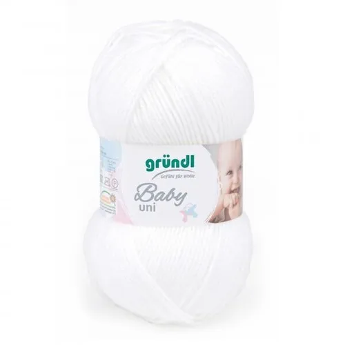 GRÜNDL WOLLE BABY UNI 50g WEISS LL 150 m 100g/4,58€