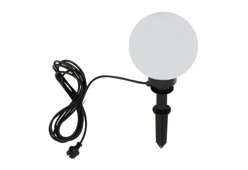 TRANGO LED Gartenleuchte, 200B LED Gartenkugel IP44 Kugelleuchte 20cm Durchmesser *GARDEN* in Weiß inkl. je 1x E27 LED Leuchtmittel 3000K warmweiß & je mit 5m Zuleitungskabel, warmweiß, Gartenleuchte Außenleuchte Wegbeleuchtung