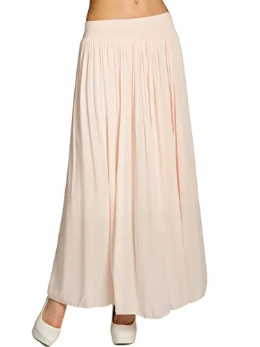 Caspar RO034 Leichter Langer Damen Sommerrock in Rosa in pink von Caspar