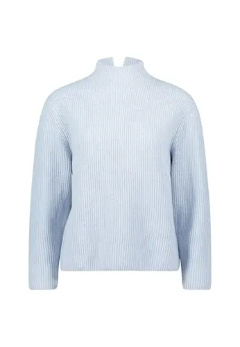 zero Damen Strickpullover mit Stehkragen 36, Light Blue Melange