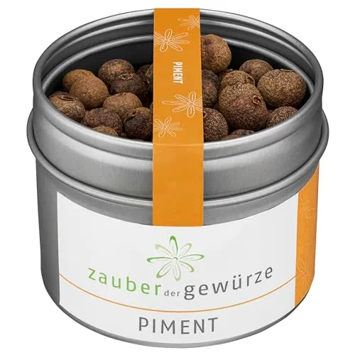 Zauber der Gewürze Piment ganz – Nelkenpfeffer, Jamaikapfeffer mit feiner Schärfe, ideal zum Verfeinern von Fleisch, Gemüse und Gebäck, 40 g