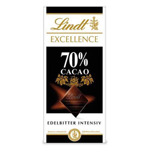 Lindt Excellence 70% Cacao Edelbitter Tafel 100g - Erleben Sie die intensive Bitterkeit der Lindt Excellence 70% Cacao Tafel. Diese edle Schokolade bietet ein unvergleichliches Geschmackserlebnis und ist ideal für Schokoladenliebhaber.
