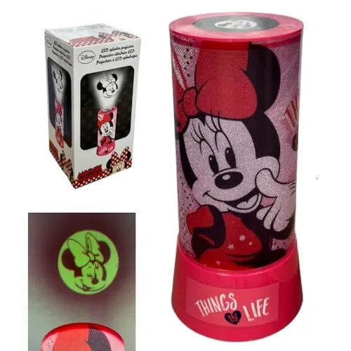 Disney Minnie Maus Projektor Lampe Nachtlicht 2 in 1 mit bunten LED-Lichtern Batteriebetrieben
