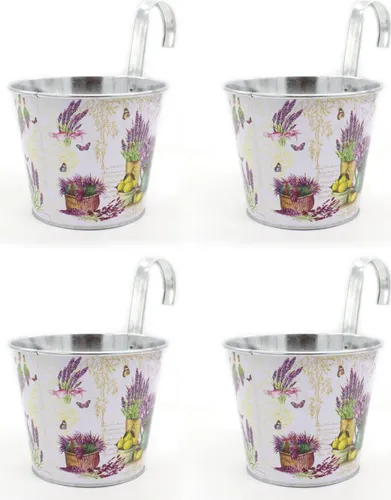 Metall Hängetopf - Ø 15cm x 13cm Lavendel 4 Stück