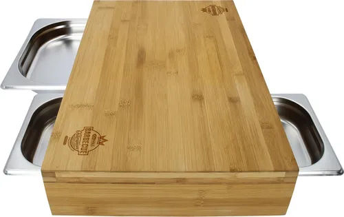 Schneidbrett mit 3 Edelstahl-Auffangschalen