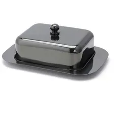 Echtwerk Butterdose, Schwarz Hochglanz, Metall, 12.2x7.0x18.5 cm, Küchenzubehör, Vorratsbehälter, Butterdosen