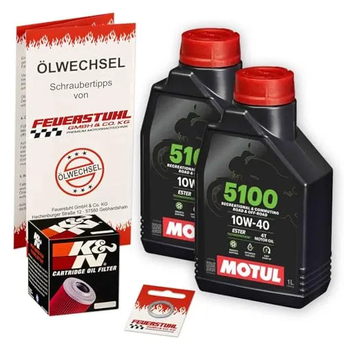 Öl & Ölfilter für Honda CBR 250 R, 2011-2013 (MC41), Ölwechsel Set 10W-40 ESTER Motoröl + K&N Filter + Dichtring(e)