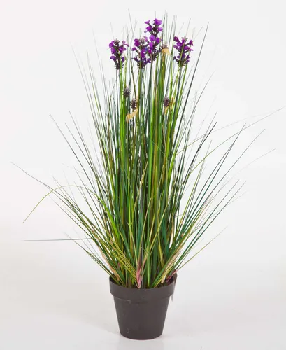 Kunstgras Deko Lavendel Gras 60 cm mit 470 Halmen und 8 Blüten - Dekoratives Kunstgras in lila mit 470 Halmen und 8 Blüten, ideal für stilvolle Innendekoration. Pflegeleicht und langlebig, perfekt für kreative Arrangements.
