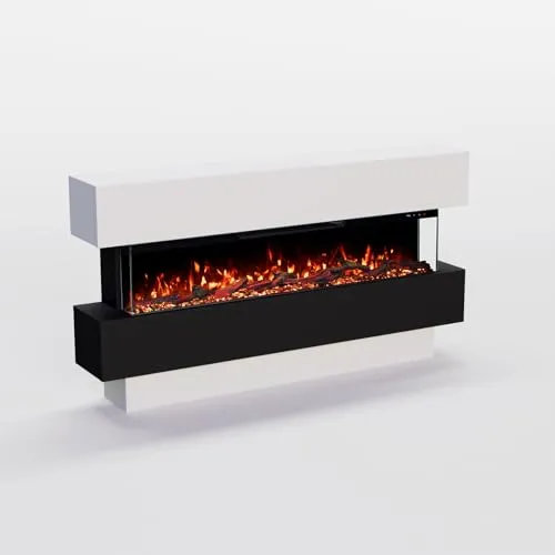 Glow Fire Elektrokamin 'Clear Standkamin 42' | Multicolor LED Wandkamin mit Heizung in weiss (1800W)