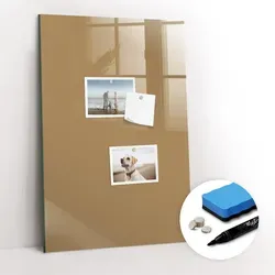 Tulup Magnettafel Beige 40x60 cm – Elegante Magnettafel für Büro und Zuhause - Vielseitige Magnettafel aus gehärtetem Glas, ideal zum Organisieren von Notizen und Erinnerungen. Inklusive 5 Neodym-Magneten und Marker für kreative Gestaltung. Perfekt für Schule, Büro und Zuhause.